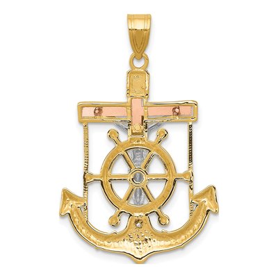 14K Tri-Color Gold Mariners Crucifix Pendant – view 5