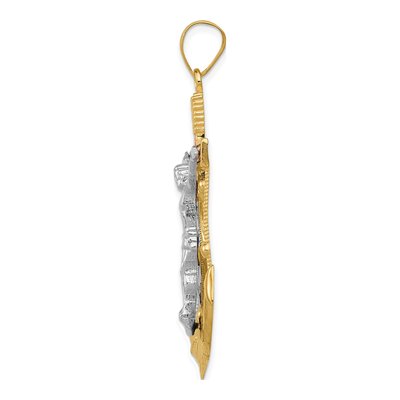 14K Tri-Color Gold Diamond-Cut Mariners Crucifix Pendant – view 3