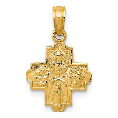 14K Yellow Gold Miniature Four-Way Medal Pendant
