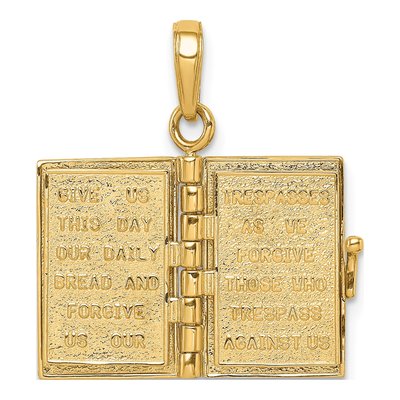 14K Yellow Gold 3D Holy Bible Pendant – view 5