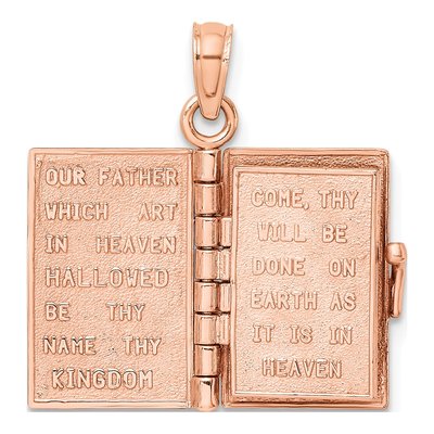 14K Rose Gold 3D Holy Bible Pendant – view 6