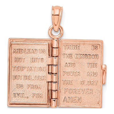 14K Rose Gold 3D Holy Bible Pendant – view 8