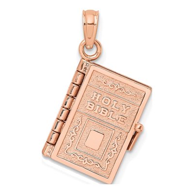 14K Rose Gold 3D Holy Bible Pendant