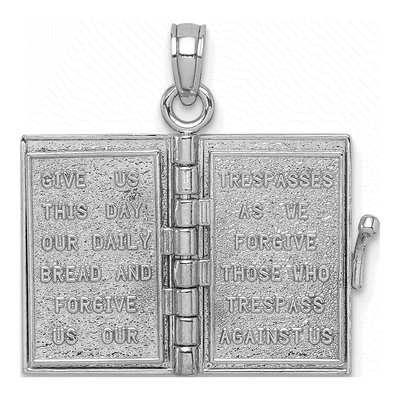 14K White Gold 3D Holy Bible Pendant – view 4