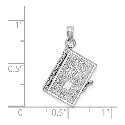 14K White Gold 3D Holy Bible Pendant – view 6