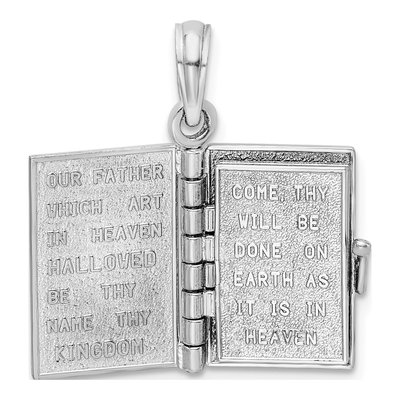 14K White Gold 3D Holy Bible Pendant – view 7