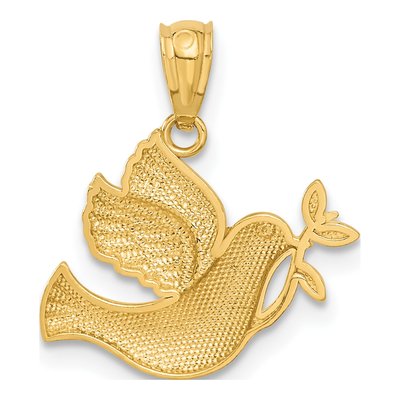 14K Yellow Gold Dove Olive Branch Pendant – view 4
