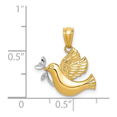 14K Yellow Gold Dove Olive Branch Pendant – view 5
