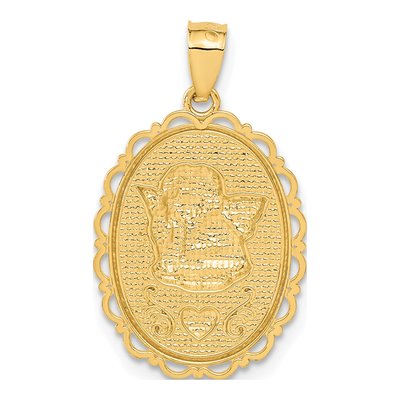 14K Yellow Gold Angel Oval Pendant – view 4