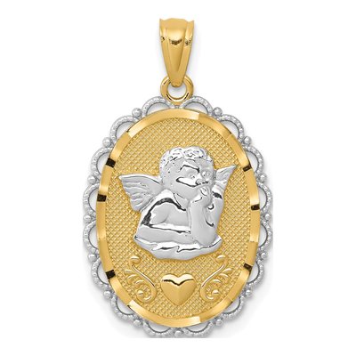 14K Yellow Gold Angel Oval Pendant