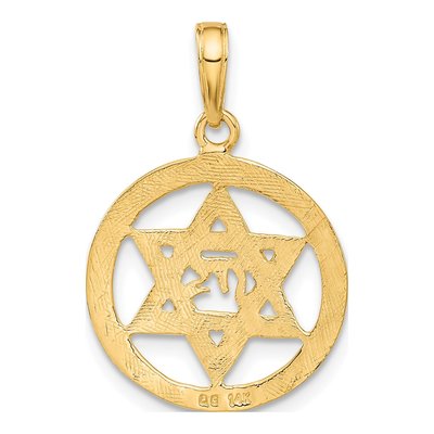 14K Yellow Gold Chai Star of David Pendant – view 4
