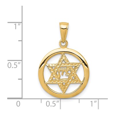 14K Yellow Gold Chai Star of David Pendant – view 5