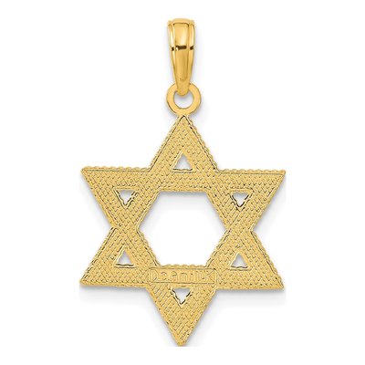 14K Yellow Gold Textured Star of David Pendant – view 4