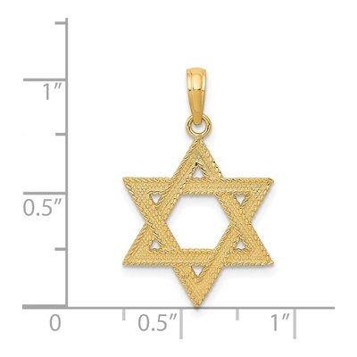 14K Yellow Gold Textured Star of David Pendant – view 5