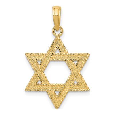 14K Yellow Gold Textured Star of David Pendant