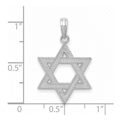 14K White Gold Textured Star of David Charm – view 4