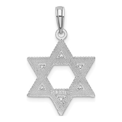 14K White Gold Textured Star of David Charm – view 5