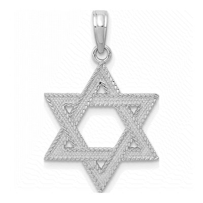 14K White Gold Textured Star of David Charm