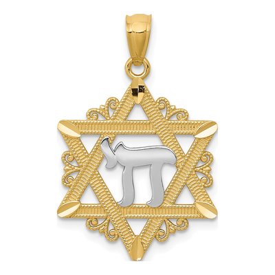 14K Yellow Gold Star of David Pendant