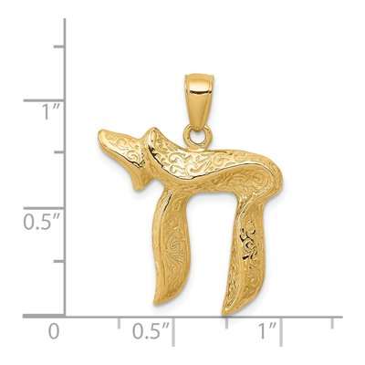 14K Yellow Gold Jewish Chai Pendant – view 5