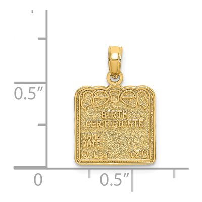 14K Yellow Gold Birth Certificate Charm – view 5
