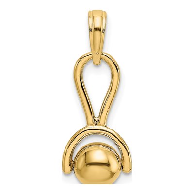 14K Yellow Gold Baby Rattle Pendant