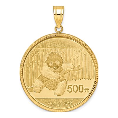 14K Yellow Gold 1oz Panda Coin Bezel Pendant