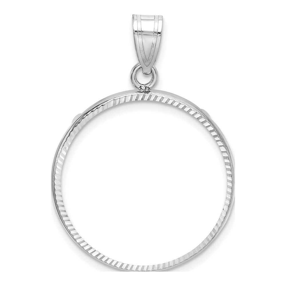 14K White Gold Coin Bezel Pendant
