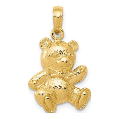 14K Yellow Gold Teddy Bear Pendant