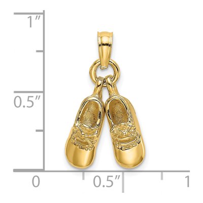 14K Yellow Gold 3D Moveable Baby Booties Charm – view 4