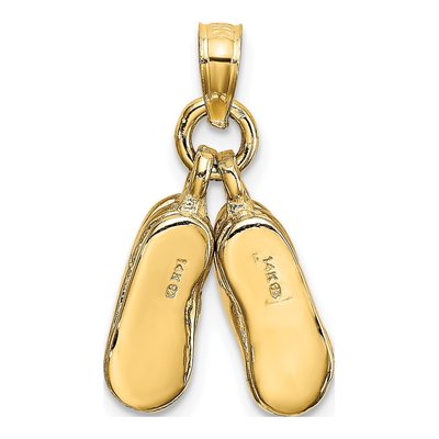 14K Yellow Gold 3D Moveable Baby Booties Charm – view 5