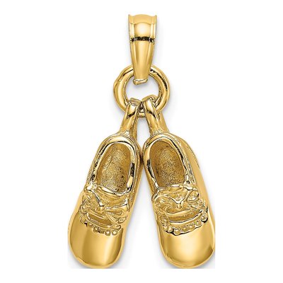 14K Yellow Gold 3D Moveable Baby Booties Charm