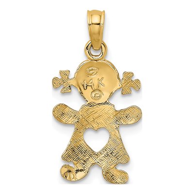 14K Yellow Gold Playful Girl Heart Pendant – view 5