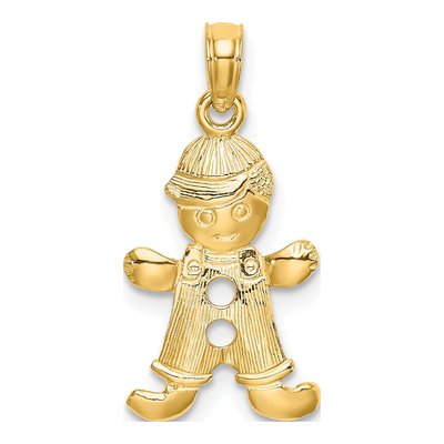 14K Yellow Gold Playful Boy Pendant