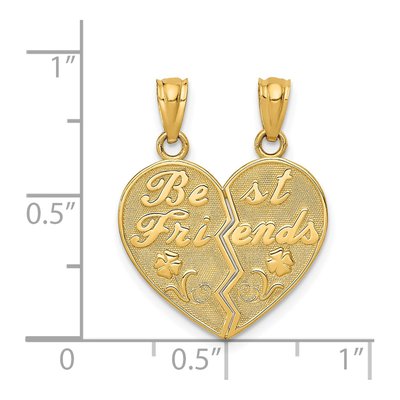 14K Yellow Gold Best Friends Heart Set Pendant – view 5