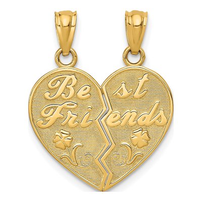 14K Yellow Gold Best Friends Heart Set Pendant