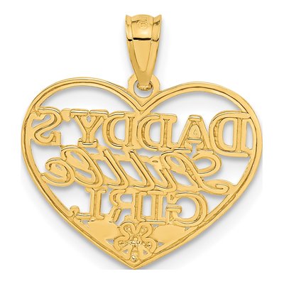 14K Yellow Gold Daddy's Little Girl Heart Pendant – view 4