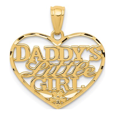14K Yellow Gold Daddy's Little Girl Heart Pendant