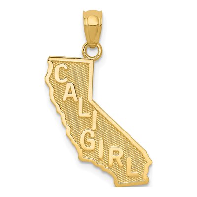 14K Yellow Gold CALI Girl State Map Pendant