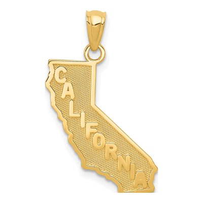 14K Yellow Gold California State Map Pendant