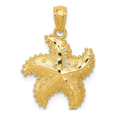 14K Yellow Gold Diamond-Cut Starfish Pendant
