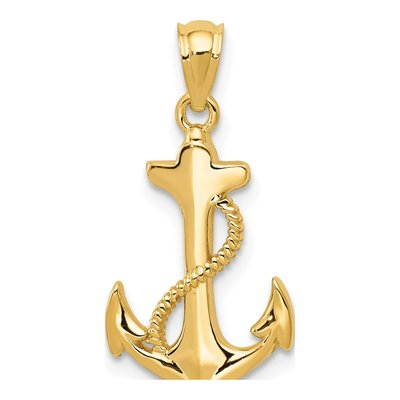 14K Yellow Gold Anchor Pendant