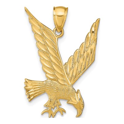 14K Yellow Gold Diamond-Cut Eagle Pendant