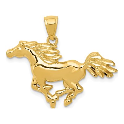 14K Yellow Gold Galloping Horse Pendant