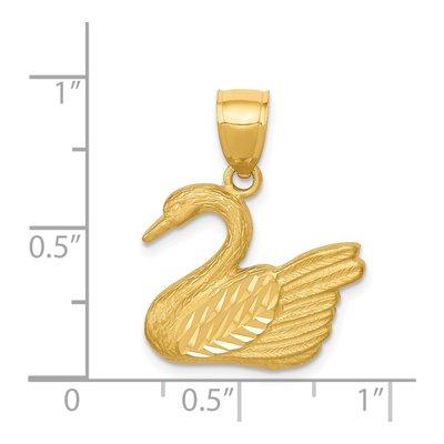 14K Yellow Gold Diamond-Cut Swan Pendant – view 4