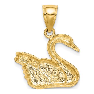 14K Yellow Gold Diamond-Cut Swan Pendant – view 5