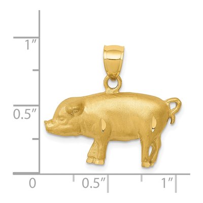 14K Yellow Gold Diamond-Cut Pig Pendant – view 4