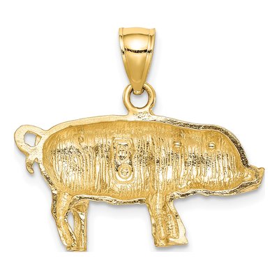 14K Yellow Gold Diamond-Cut Pig Pendant – view 5