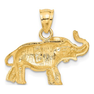 14K Yellow Gold Diamond-Cut Elephant Pendant – view 4