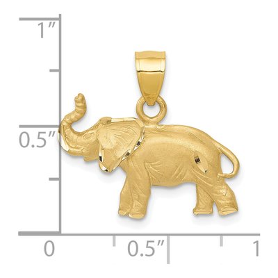 14K Yellow Gold Diamond-Cut Elephant Pendant – view 5